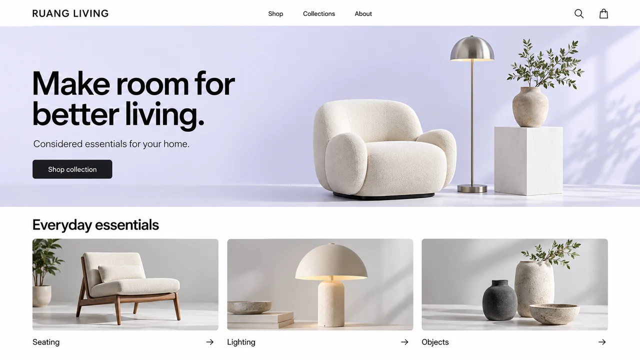Ruang Living online store concept featuring furniture and home accessories
